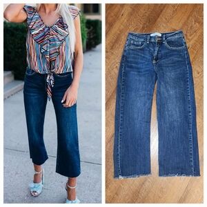 KANCAN Buckle Exclusive Signature High Rise Stretch Crop Barrel Leg Jean Sz 26